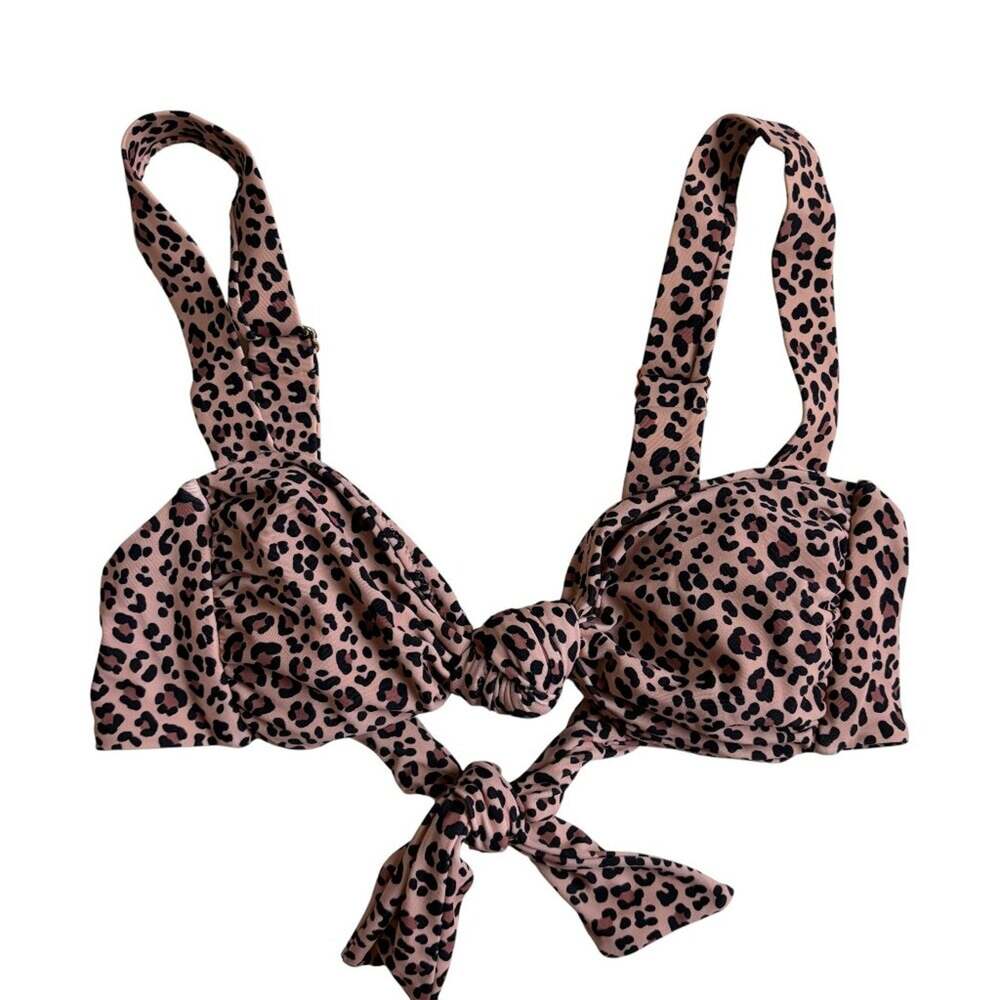 Show Me Your MuMu Aruba Bikini Top (Swimming Cheetah Print) - Small